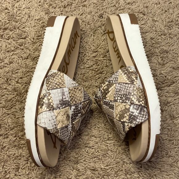 Sam Edelman Women Wheat & Truffle Adaley Woven Python Print Slip-op Sandals 6.5 - Picture 6 of 11
